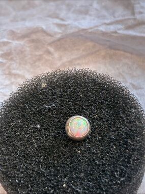 Single 10K Opal Cabochon Earring  Lots of Flash!